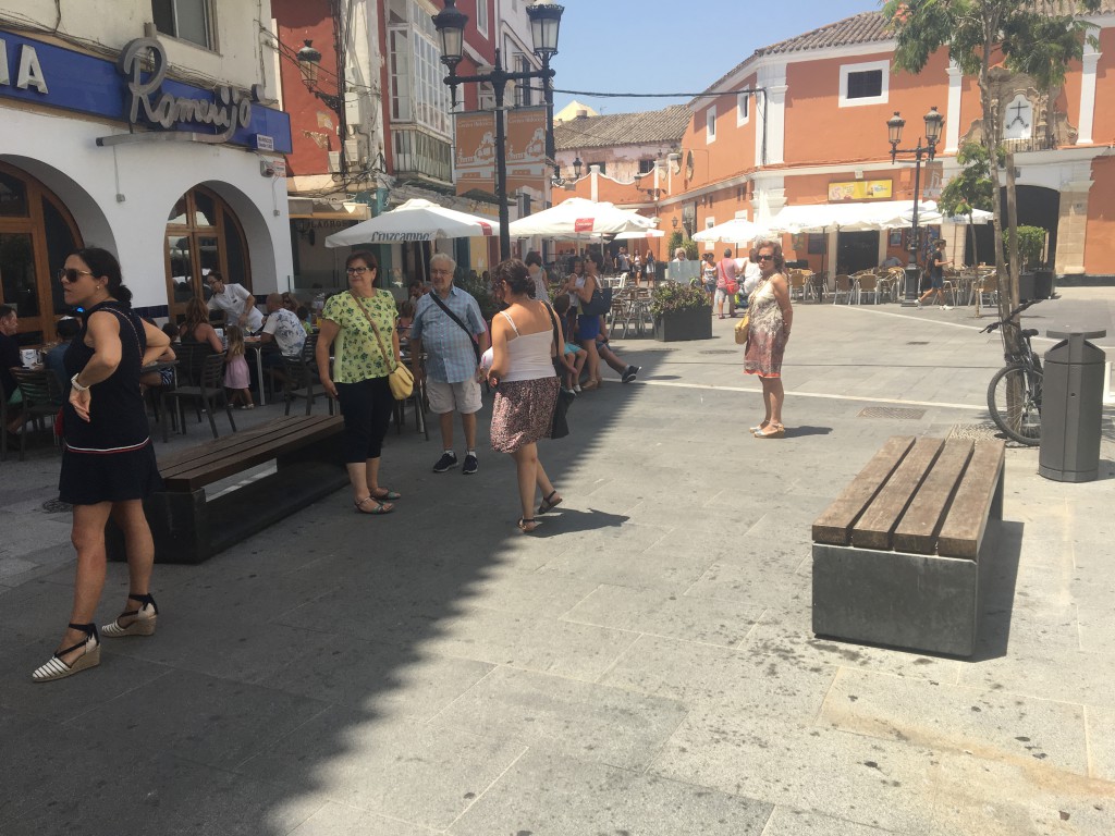 The route had me biking through this town square.